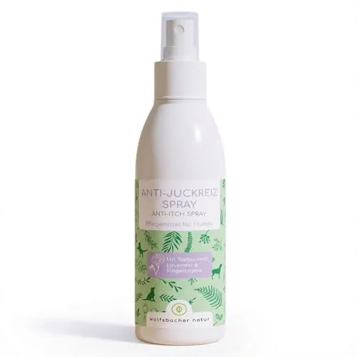 Juckreiz Spray für Hunde - Bei trockener Haut mit Juckreiz und Milben - Pflegt, unterstützt und regeneriert 100% pflanzlichen Wirkstoffe - Mit Teebaumöl und Lavendel, 200ml