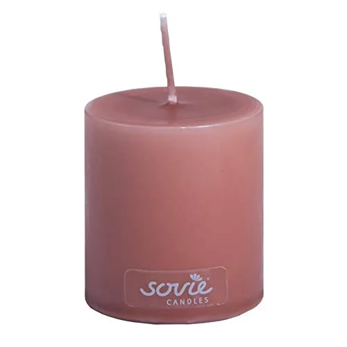 Sovie CANDLES Stumpenkerze KUPFERROT - Ø 50mm x 60mm – ca. 16 Std. Brenndauer – Duftfreie Dekokerze für Tischdekoration, Hochzeiten, Feiern & stilvolles Ambiente