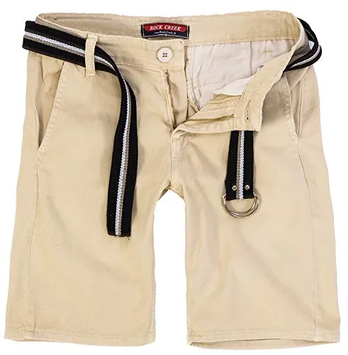 Rock Creek Herren Chino Shorts Hose Kurz Chinoshorts Inkl Gürtel Männer Sommer Bermuda Stretch Rc-2133 36 Sand