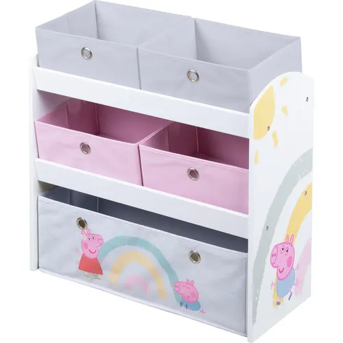 roba Spielregal Peppa Pig - 5 Boxen für Ordnung - Truhen & Kisten für Kinder: Holzregal mit 5 herausnehmbaren Boxen im Peppa Pig Design, fördert die Ordnung und das selbstständige Aufräumen der Kleinen.