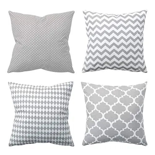 Amilian 4er Set Dekokissen 40x40 - Dekokissen Set für Wohnzimmer, Balkon und Garten. Hochwertige Baumwollbezüge, maschinenwaschbar und ideal für gemütliche Sitzbereiche.