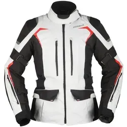 Modeka Elaya Lady Damen Motorrad Jacke 40 - wasserdicht in hellgrau-schwarz - Motorradjacke für Damen, atmungsaktiv und belüftet, mit herausnehmbaren Protektoren für optimalen Schutz und Komfort bei jeder Jahreszeit.