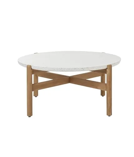 Dehner Lounge Tisch Portofino groß - Eleganter Terrassentisch aus Teakholz und Terrazzo - Gartenmöbel-Set mit hochwertigem Design, belastbar bis 80 kg, ideal für stilvolle Outdoor-Lounges und perfekt kombinierbar mit der Portofino-Serie.