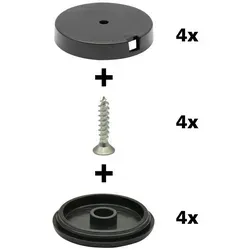 WAGNER design yourself Klick-Gleiter QuickClick® Möbelgleiter, Stuhlgleiter, Kunststoffgleiter, I 4er-Set zum Anschrauben I 4x Basis + Schraube + Gleiteinsatz austauschbar - Kunststoff BLACK - Durchmesser Ø 17, 20, 25, 30, 40, 50 mm - Made in DE Ø 4.0 cm