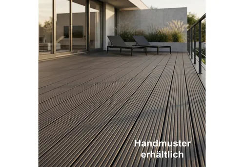 Woodstore24 Terrassendielen WoodoRhodos WPC - Hochwertiger Bodenbelag für Terrasse und Balkon - Profitieren Sie von der langlebigen WPC Diele WoodoRhodos: Pflegeleicht, wetterbeständig und einfach zu verlegen dank Clipsystem. Ideal für den Außenbereich und Gastronomie.
