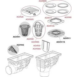 Universal-Regensinkkasten 300×155/125/110 mm, Schwarz - Entwässerungssystem für Außenanwendungen, mit einfachem Anschluss an Regenfallrohre und herausnehmbarem Schmutzkorb für leichte Reinigung.