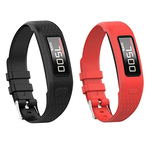 Yikamosi Kompatibel mit Garmin vivofit 1/vivofit 2 Armband,Soft-Silikon Watch Armband Atmungsaktiv Ersatz Strap für Garmin vivofit 1/vivofit 2(Large,Black+Red)