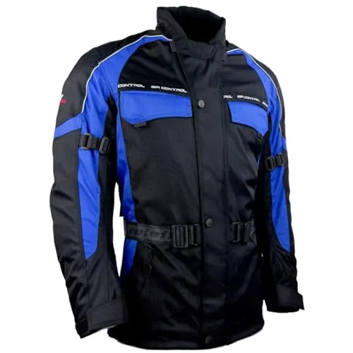 ROLEFF RACEWEAR Motorradjacke Reno RO 70i, schwarz/blau, XL - Lange Motorradjacke aus robustem Kodra 500 D mit verstellbaren CE-Protektoren. Die Original Wind-Tex Klimamembran sorgt für optimalen Schutz vor Wind und Wasser, bleibt dabei atmungsaktiv. Ideal für Sicherheit und Komfort beim Fahren.