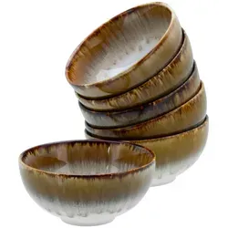 CreaTable Cascade 6-teiliges Geschirrset - Schüsselset aus Steinzeug, handgefertigt mit einzigartiger Spezialglasur, spülmaschinen- und mikrowellengeeignet für nachhaltige Freude.