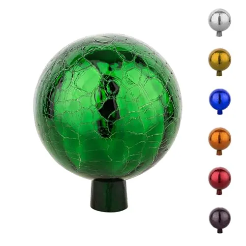 VERDOBA Gartenkugeln - Handgefertigte Rosenkugel in Grün (15 cm) - Gartenkugeln in vielen Farben, handgefertigt und mit verspiegeltem Innenleben für beeindruckende Lichtreflexionen. Ideal für Garten, Terrasse oder Balkon.