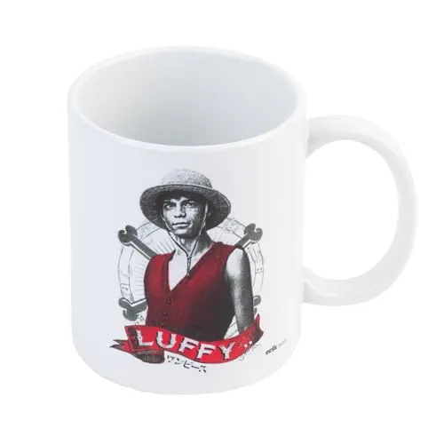 Grupo Erik Tasse Kaffeetasse One Piece Manga Kaffeebecher - Monkey D. Luffy Teetasse Fassungsvermögen 350ml - Offizieller Netflix One Piece Merch