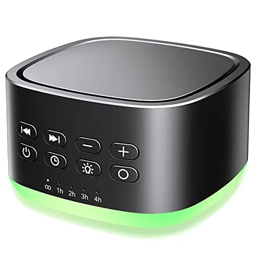 Magicteam Einschlafhilfe Weißes Rauschen - Baby Einschlafhilfe mit 25 beruhigenden Klängen und 10 Farblichtern, ideal für einen erholsamen Schlaf. Mit Speicherfunktion und 5 Timer-Einstellungen für individuelle Schlafumgebungen.