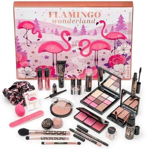 LAHAYE Adventskalender PINK FLAMINGO XMAS - Adventskalender mit 24 hochwertigen Beauty-Produkten, inklusive Eyeshadow Palette und Lash Boost Mascara. Ein perfektes Geschenk im trendigen Pink Flamingo Design!