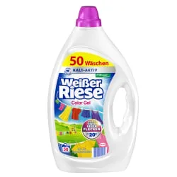 Henkel AG & Co. KGaA Weißer Riese Color Gel Colorwaschmittel, Ergiebiges Flüssigwaschmittel mit starker Fleckenentfernung, 2,25 Liter - Henkelflasche, 50 WL W50GC