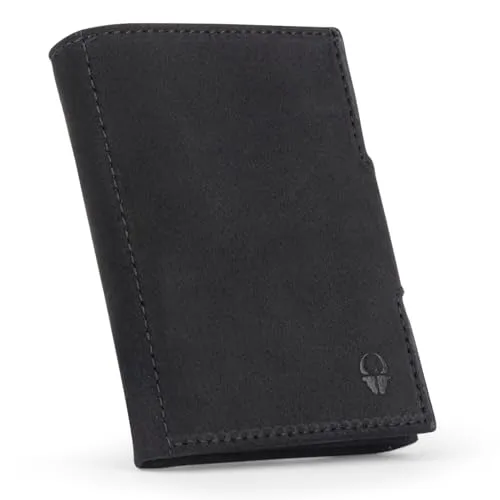 DONBOLSO Wallety NextGen - Vintage Schwarz - Herren-Geldbörse im Slim Design mit RFID-Schutz; elegant und kompakt, ideal für Alltag und Reisen, passt perfekt in die Hosentasche.