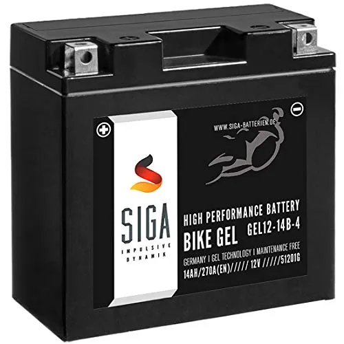 SIGA GEL Motorradbatterie 12V 14Ah 270A/EN GEL Batterie YT14B-4 GEL12-14B-4 GTZ14B-4 YT14B-BS 51201 51221