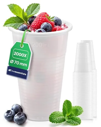 Inoverse Plastikbecher 0,2 l, 2000 Stück, Trinkbecher, weiß von Inoverse