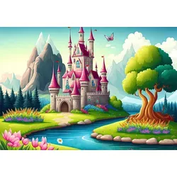 Wallarena Fototapete Märchenschloss für Mädchen von Wallarena