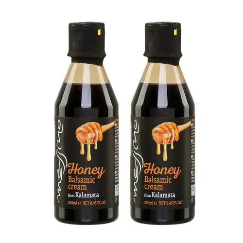 Balsamico Creme mit Honiggeschmack 2x 0,25l Flasche | Griechische Essigspezialitäten | Papadeas | +20ml Jassas Olivenöl
