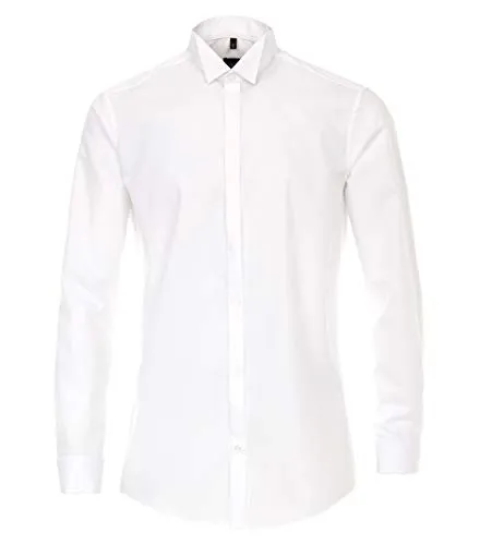 Venti Businesshemd Uni Modern Fit Weiß 43 - Hochwertiges Businesshemd aus Baumwolle mit moderner, schlanker Passform und Kläppchen-Kragen. Ideal für den professionellen Einsatz und bügelfrei für einen gepflegten Look.