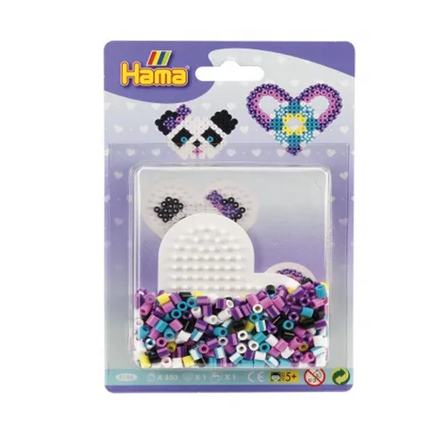Hama Perlen 4186 Kleines Set Herz mit ca. 350 bunten Midi Bügelperlen mit Durchmesser 5 mm, Stiftplatte, inkl. Bügelpapier, kreativer Bastelspaß für Groß und Klein