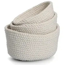 Korb Set 3-teilig Baumwolle Weiß