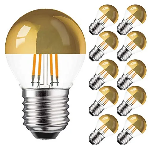 NCC-Licht 10 x LED Filament Leuchtmittel Tropfen 4W fast 40W E27 Kopfspiegel Gold warmweiß 2700K retrofit Nostalgie