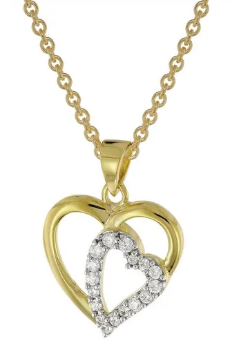 trendor Herz-Anhänger mit Zirkonia Gold 585 mit goldplattierter Kette 51830-40 40 cm