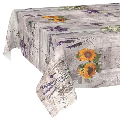 Wachstuchtischdecke Tischdecke abwaschbar Wachstischdecke pflegeleicht wasserabweisend Lotuseffekt Gartentischdecke Provence 90 x 130 cm Schnittkante