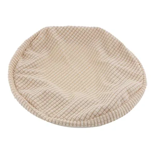 F Fityle Rund Hocker Bezug, Bequemer Rundhocker Bezug Creme-Beige, Elastischer Stretch Hockerbezug 30–38 cm, Gestrickter Barhocker Bezug, Rutschfester Schonbezug für Barhocker & Stehhocker, Beige