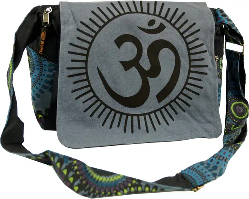 Schultertasche, Hippie Tasche, Goa Tasche Om - grau - 22*35*20 cm
