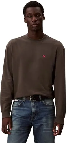 Calvin Klein Herren Ls Eu 350terry Monogram Cn Swtsh Lv04rc296g Sweatshirts, Grey(Beluga), XL