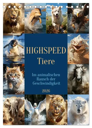 Cathrin Illgen | Highspeed Tiere (Tischkalender 2026 DIN A5 hoch), CALVENDO...