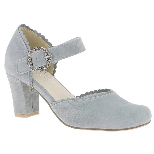 Hirschkogel Damen 3005715 Pumps, grau, 37 EU - Elegante Damen-Pumps aus hochwertigem Leder mit offenem Mittelfußbereich und perfektem Halt – ideal für festliche Anlässe oder Trachtenmode.