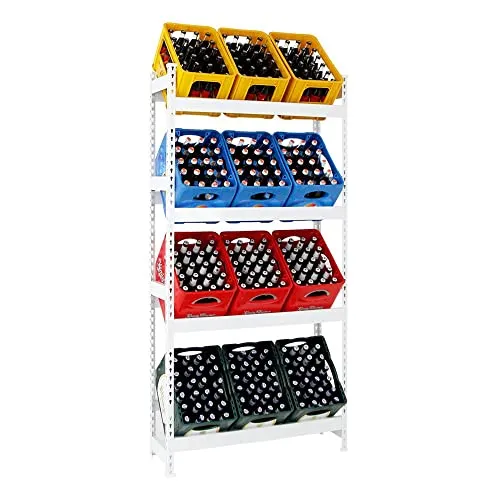 PROREGAL Getränkekistenregal High Big Camel | Weiß | 12 Kisten | HxBxT 200x100x30cm | Kistenregal Getränkeregal Wasserkistenregal Bierkistenregal