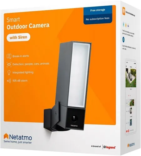 Netatmo Smart Security Camera NOC-S-DE - Überwachungskamera mit 105 dB Alarm, erhält Echtzeit-Benachrichtigungen auf Ihrem Smartphone und bietet kostenlose Funktionen ohne Abonnement.