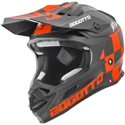 Bogotto V328 Xadrez Carbon Motocross Helm, schwarz-orange, Größe M - Motorradhelm aus Vollcarbon mit herausnehmbarem Komfort-Innenfutter, ideal für Sicherheit und Komfort beim Motocross.