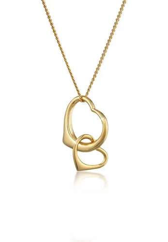 Elli Premium Kette mit Anhänger Halskette mit Herz Anhänger 585 Gelbgold, Herz