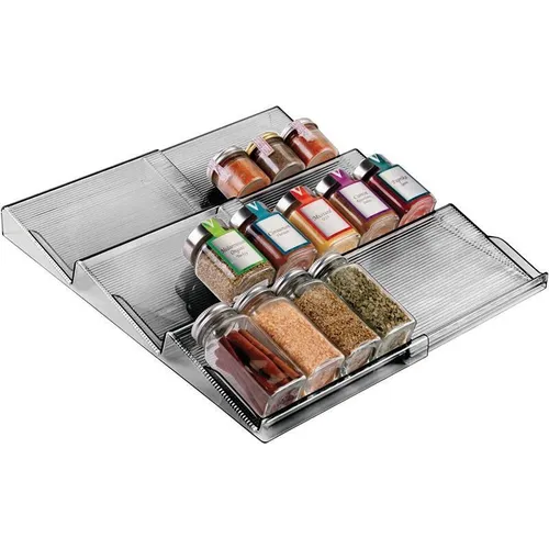Gewürzhalter ausziehbares Gewürzregal Schubladeneinsatz mDesign rauchfarben