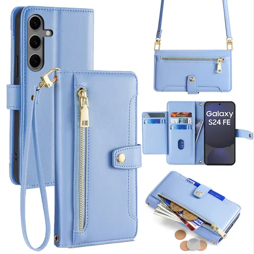 Handykette für Samsung Galaxy S24 FE Hülle mit Band Handyhülle in Hellblau