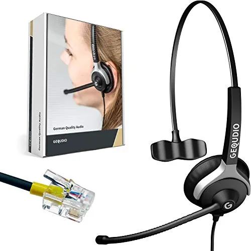 GEQUDIO Headset für GX- und GZ-Serie - Leichtes 1-Ohr Headset mit RJ Kabel - Kopfhörer für GX5+, GX7+, GZ-2, GZ-6, GZ-8 - extrem leicht (60g) für hohen Tragekomfort und beste Sprachqualität. Inklusive Ersatzpolster und Anschlusskabel für einfache Nutzung.