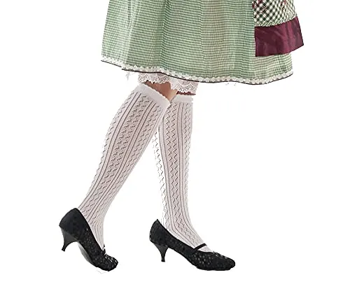 Socks4Fun Damen Trachtenstrümpfe Häkellock Weiß 3473 (39-42)