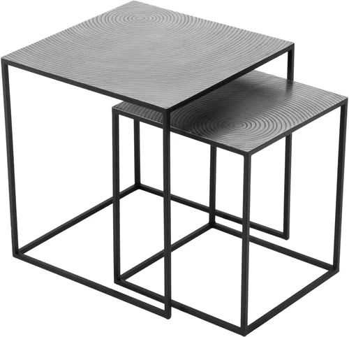 Ausgefallene Couchtisch 2 teilig in silber von MIRRORS AND MORE