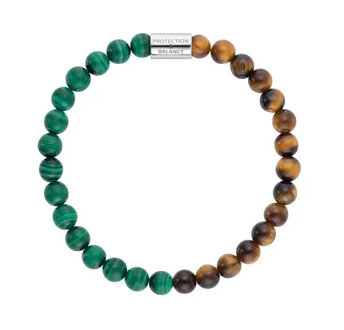 Engelsrufer Armband ERB-HEAL-ML-TE-M - Stylisches Armband aus Malachit und Tigerauge auf Gummi, bietet hohen Tragekomfort. Mit rhodiniertem 925er Sterling Silberverschluss, ideal für jeden Anlass.