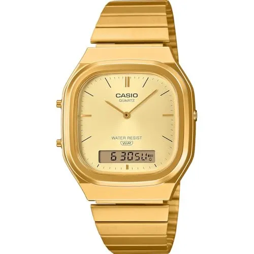 Casio Armbanduhr AQ-240EG-9AEF - Elegante Gold-Optik - Vielseitige Armbanduhr mit analog-digitaler Anzeige und edlem goldfarbenem Design. Leicht und spritzwassergeschützt, ideal für jeden Anlass.