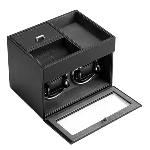 Automatik Uhrenbeweger für 2 Uhren - Geräuschloser Watch Winder aus PU-Leder - Uhrenständer mit geräuschlosem Motor und hochwertigem PU-Leder, ideal zur Präsentation und Lagerung Ihrer Uhren. Perfekt für mechanische Uhren und als stilvolles Geschenk.