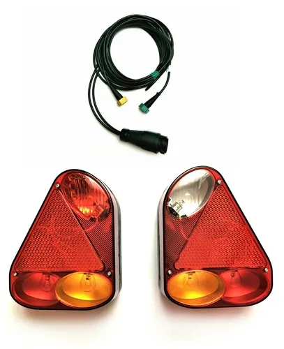 2x Rückleuchte 12V 24V LKW Anhänger mit Glühbirnen Bajonett 13 pol Kabelbaum 5m