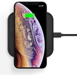 Zens Aluminium Series Single + USB-C Ladegerät 18W - Schwarz - Kabelloses Qi-Ladegerät aus hochwertigem Aluminium mit 10W Schnellladefunktion für Apple und Samsung, inkl. USB-A-Anschluss zum gleichzeitigen Laden eines zweiten Geräts.