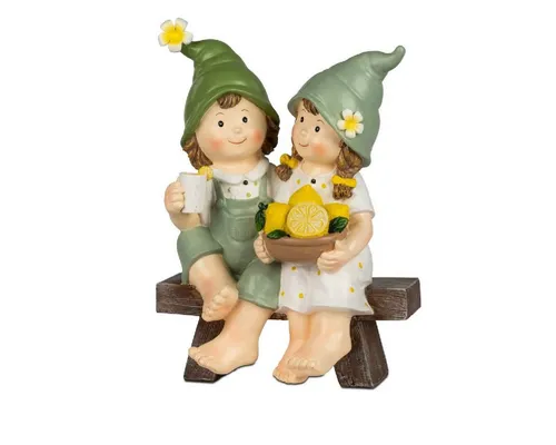 formano Gartenfigur Sommerkinder auf Bank sitzend mit Zitronen
