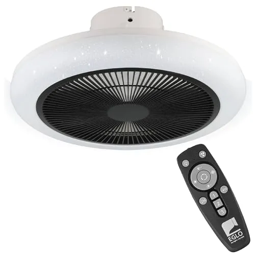 EGLO Kostrena Deckenventilator mit LED - Moderne Deckenventilator mit dimmbarer LED-Beleuchtung, Fernbedienung und Timer. Ideal für Schlafzimmer und Wohnzimmer, sorgt für angenehme Kühlung und stimmungsvolles Licht.